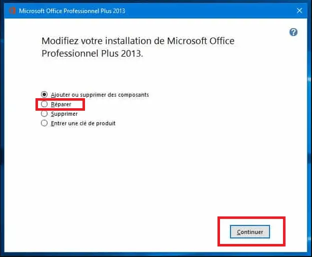 Réparer Microsoft Office