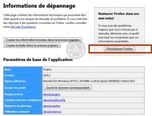 Réinitialiser Firefox Réinitialiser Firefox