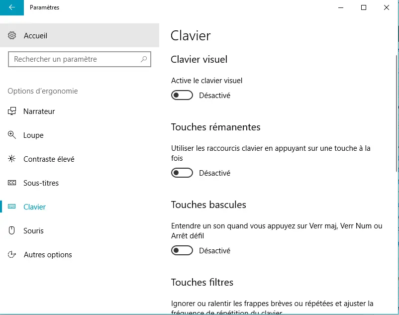 Vérifier les touches de clavier Vérifier les touches de clavier