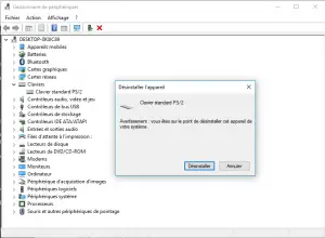 désinstaller le pilote du clavier