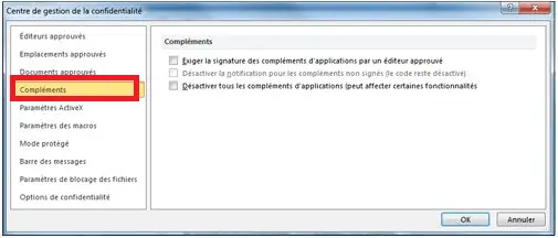 désactiver les compléments de Microsoft Office désactiver les compléments de Microsoft Office