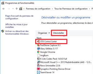 désinstaller ETD Control Center désinstaller ETD Control Center