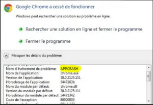 erreur appcrash