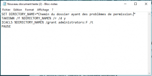 fichier .bat propriétaire du dossier