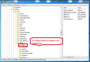 supprimer les clés du registre de Microsoft Word supprimer les clés du registre de Microsoft Word