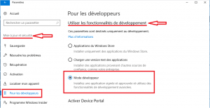 Activer le mode Développeur