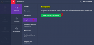 Ajouter une Exception Avast