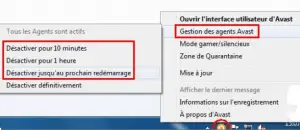 Désactiver Avast temporairement