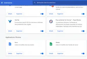 Désactiver une extension de chrome