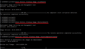 DSIM Online ScanHealth RestoreHealth StartComponentCleanup