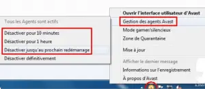 Désactiver Avast temporairement Désactiver Avast temporairement
