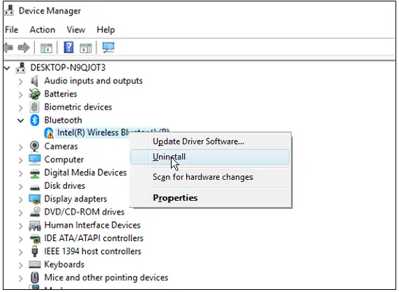 Désinstaller l'adaptateur Bluetooth sans fil Intel Désinstaller l'adaptateur Bluetooth sans fil Intel