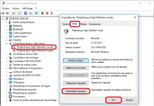Désinstaller le pilote audio Désinstaller le pilote audio