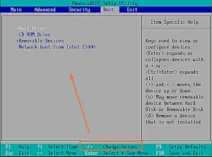 Modifier l'ordre du démarrage du Bios