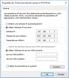 attribuer manuellement l'adresse IP et la passerelle par défaut attribuer manuellement l'adresse IP et la passerelle par défaut