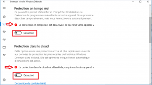 désactivez la protection en temps réel pour Windows Defender