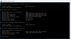 la commande ipconfig