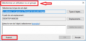 sélectionnez un Utilisateur ou un Groupe sélectionnez un Utilisateur ou un Groupe