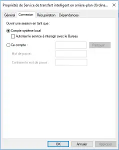 Compte système local Pour le service BITS