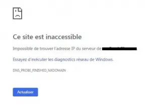 L'erreur impossible de trouver l'adresse ip du serveur