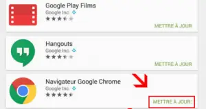 Mettre à jour google chrome Android