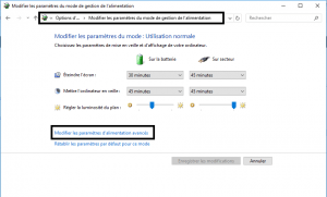 Modifier les paramètres d'alimentation avancés