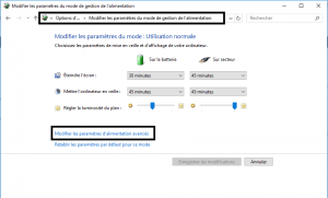 Modifier les paramètres d'alimentation avancés Modifier les paramètres d'alimentation avancés