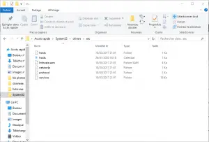 supprimez les fichiers dans votre dossier ETC