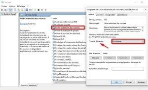 Changer le type de démarrage du service Cliché instantané des volumes Changer le type de démarrage du service Cliché instantané des volumes
