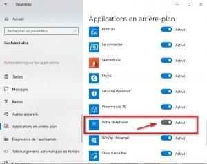 Désactiver application Votre téléphone
