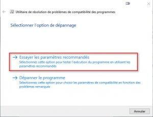 Essayez les paramètres recommandés Origin