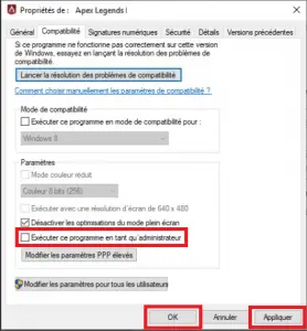 Exécuter Apex Legends en tant qu'administrateur Exécuter Apex Legends en tant qu'administrateur