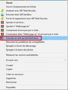 Exécuter le programme en tant qu'administrateur Exécuter le programme en tant qu'administrateur
