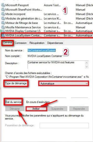 Redémarrer le service Nvidia Local System Container
