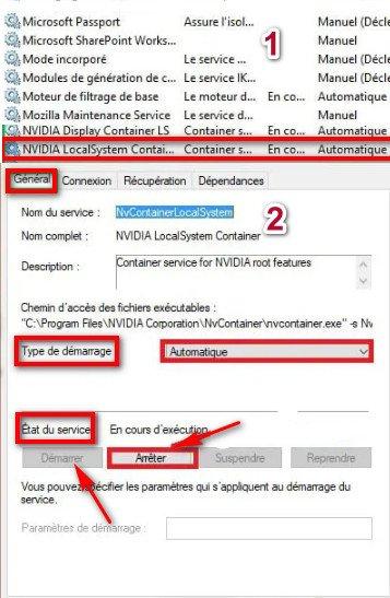 Nvidia Local System Container Redémarrer le service Nvidia Local System Container