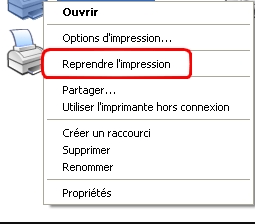 Reprendre l'impression