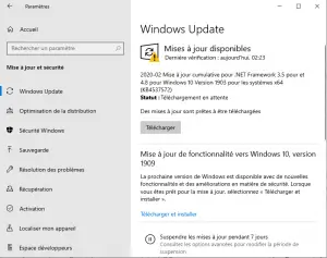 Vérifier les mise à jour Windows disponible