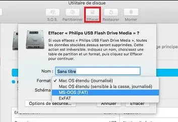 formater le périphérique de stockage sous OS X avec exFAT