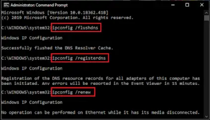 ipconfig flushdns renew registerdns