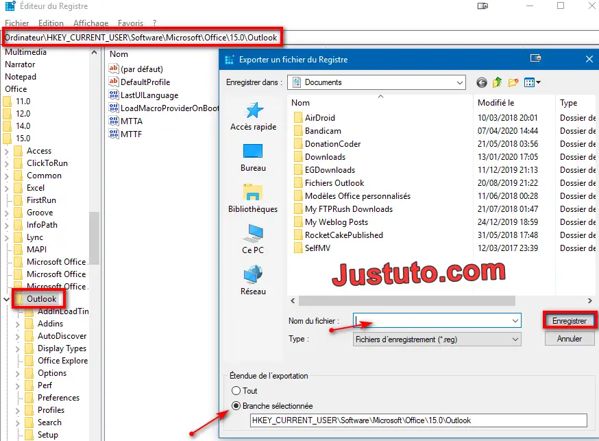 Éditeur du registre outlook