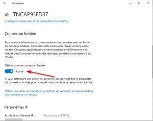 Définir comme connexion limitée