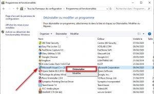 Désinstaller le Microsoft Visual C++