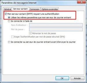 Mon serveur sortant (SMTP) nécessite une authentification (Outlook) Mon serveur sortant (SMTP) nécessite une authentification (Outlook)