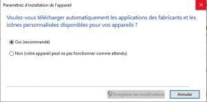 Paramètres d'installation de l'appareil Paramètres d'installation de l'appareil