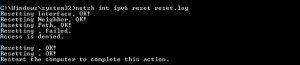 netsh int ipv6 reset