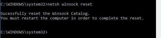 netsh winsock reset