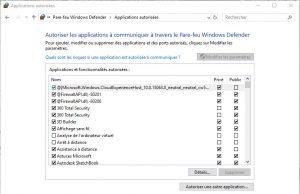 Autoriser une application ou une fonctionnalité via le Pare-feu Windows Defender