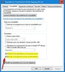 Exécuter Fortnite en tant qu'administrateur