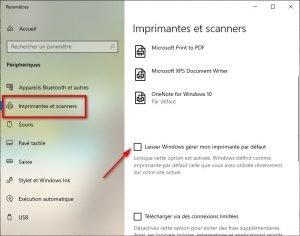 Laisser Windows gérer mon imprimante par défaut Laisser Windows gérer mon imprimante par défaut