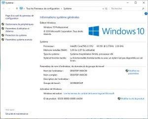 Propriétés du PC Propriétés du PC